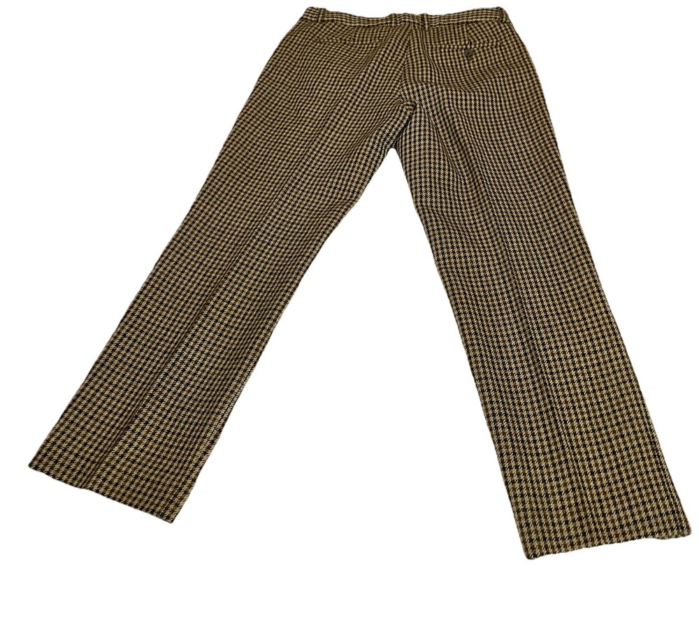 J. Crew Favorite Fit 100% Wool Brown Check Casual Dress Pants Women Size4 VTG